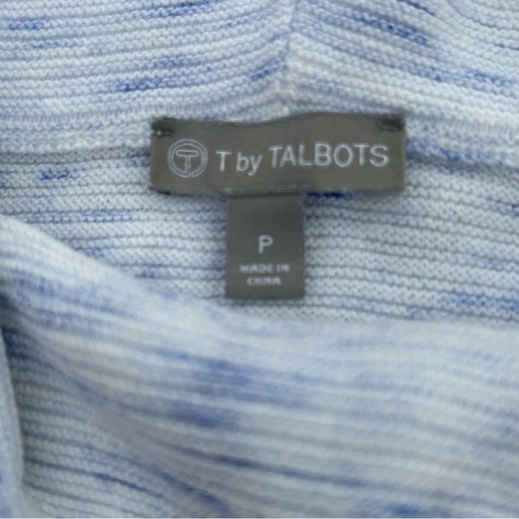 T by Talbots Shades Blue Horizontal Striped Cowl Neck Pullover Sweater Size PS - Picture 3 of 4